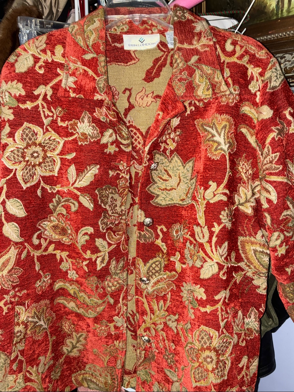 erin london red and gold floral ACCENT  jacquard jacket